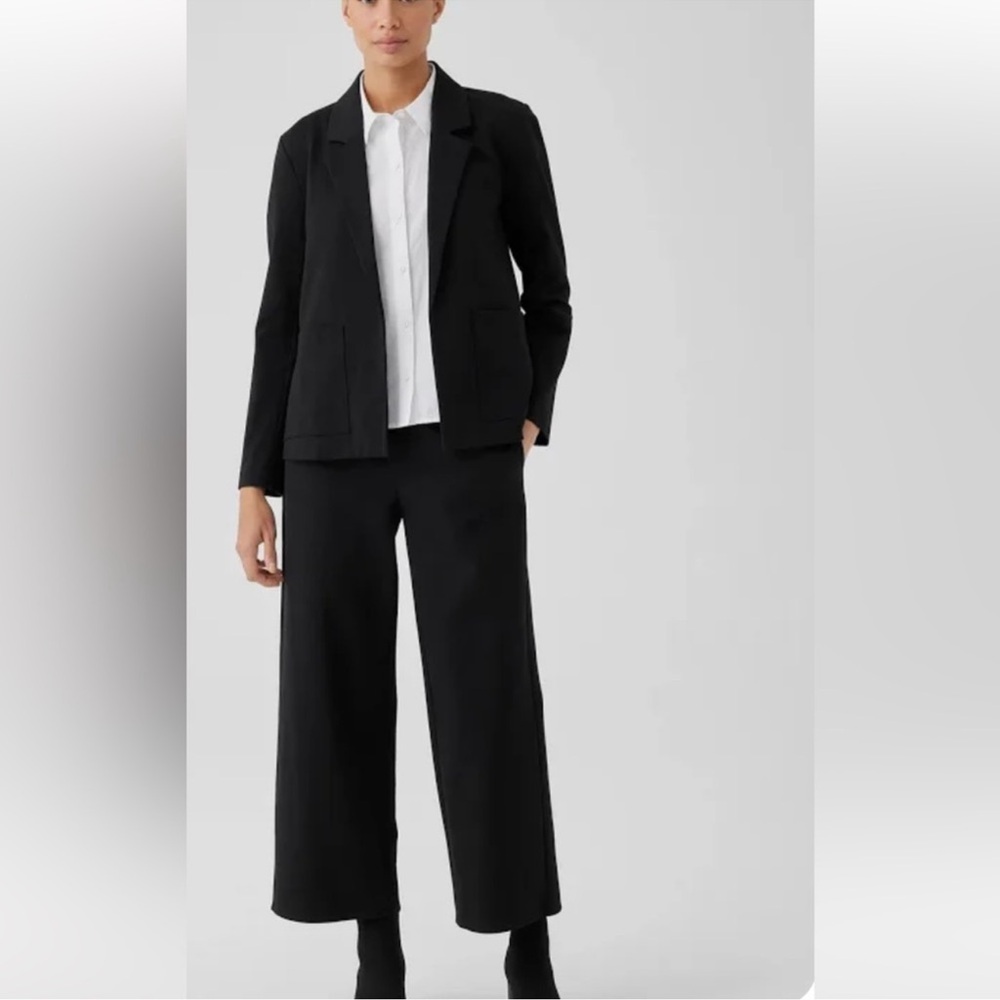 Eileen Fisher Classic Black Open Front Blazer - Picture 1 of 8